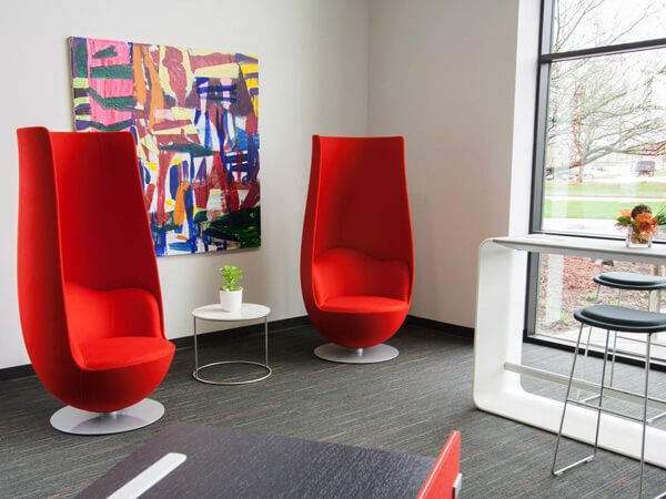 Red modern office lounge chairs