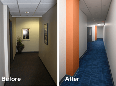 Fox World Travel Hallway Before & After